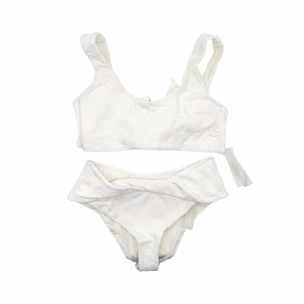 Devon Windsor Scarlett Top Elsa Bottom Bikini Set White Zebra Textured XS NWT‎